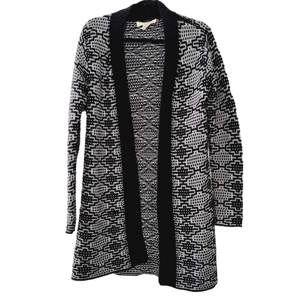 Work Shop by Andrea Jovine Womens Boho Grey & Black Duster Cardigan Sweater, S